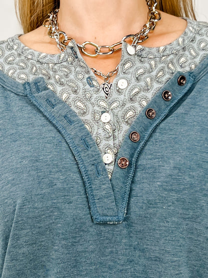 Paisley Layered Trim Pullover Top