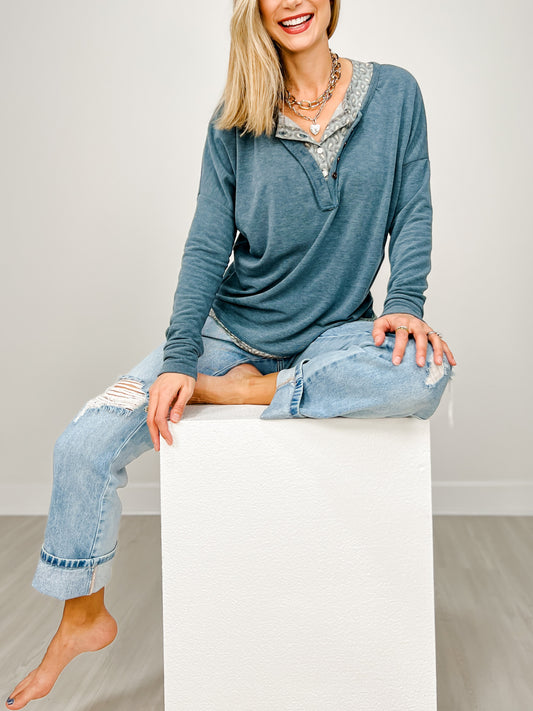 Paisley Layered Trim Pullover Top