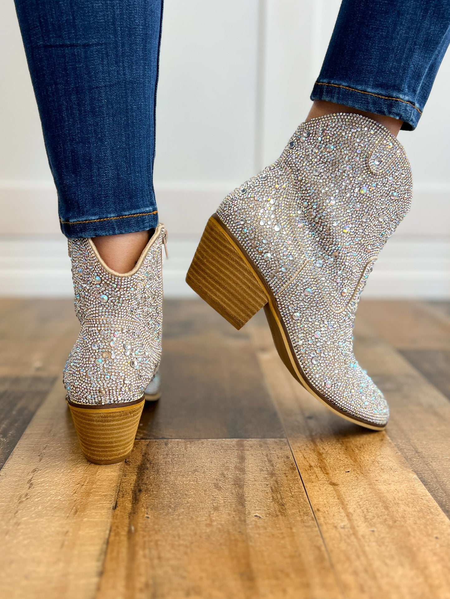 Corkys Shine Bright Booties in Clear Rhinestone