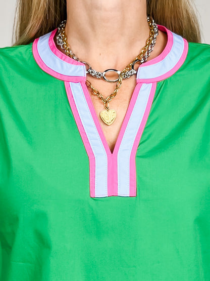 Embroidered Puff Sleeves Solid Woven Top