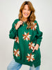 Long Sleeve Embroidered Sequin Poinsettia Tunic Top
