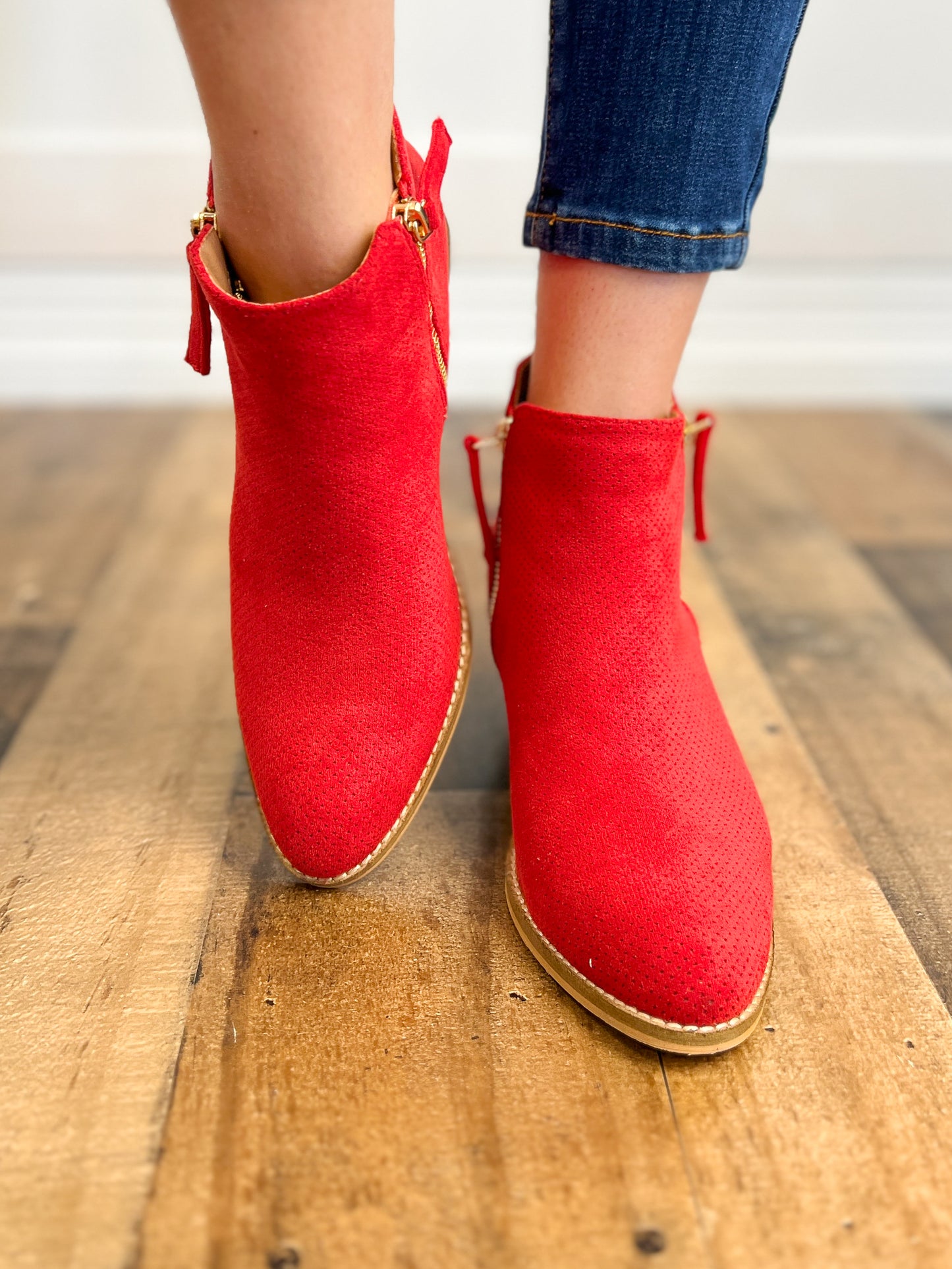 Corkys Spooktacular Booties in Red Suede