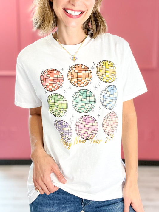 Happy New Year Foiled Rhinestone Graphic Tee