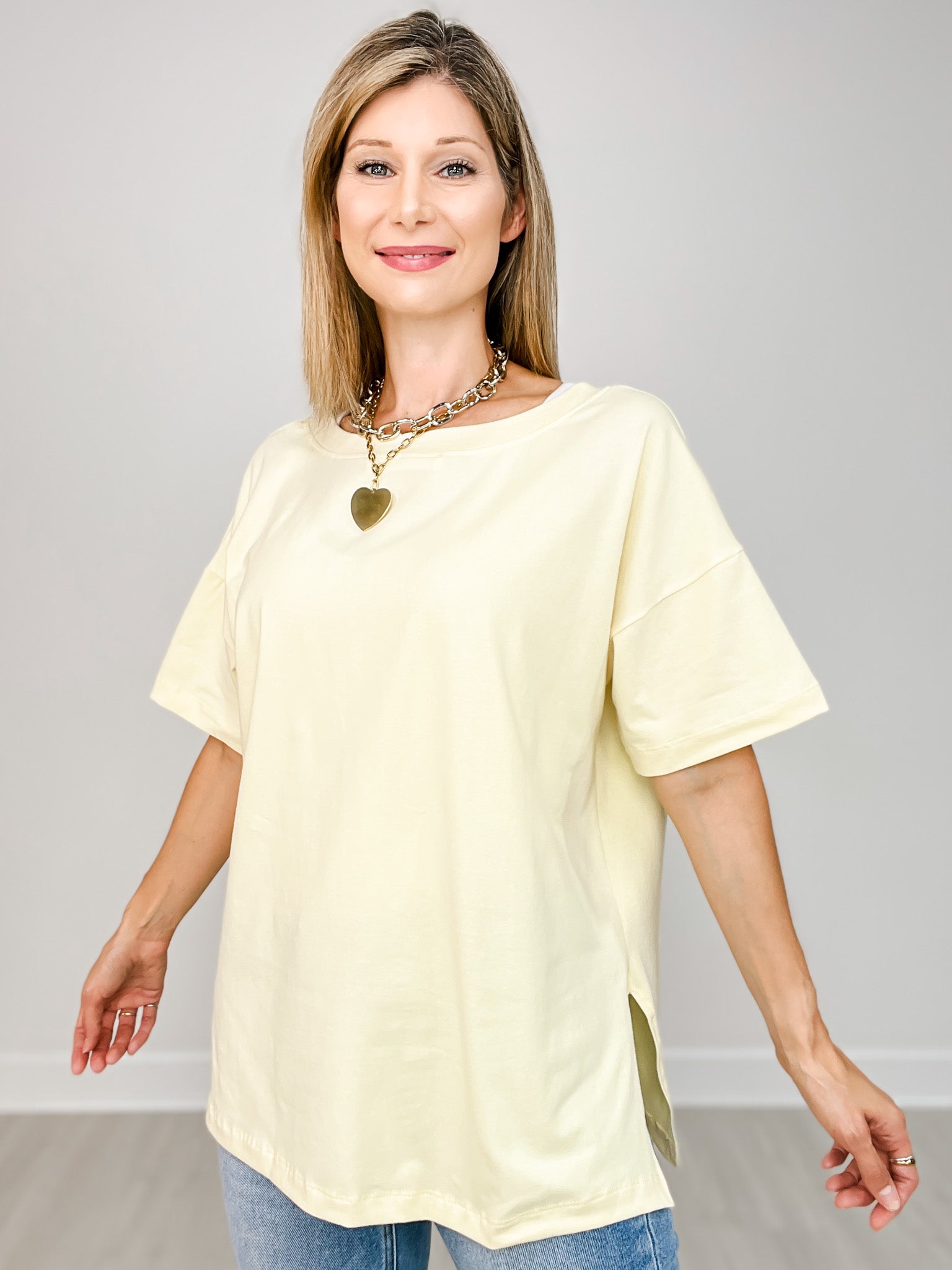 Oversized Short Sleeve Reversible V-Neck Top - GRP A
