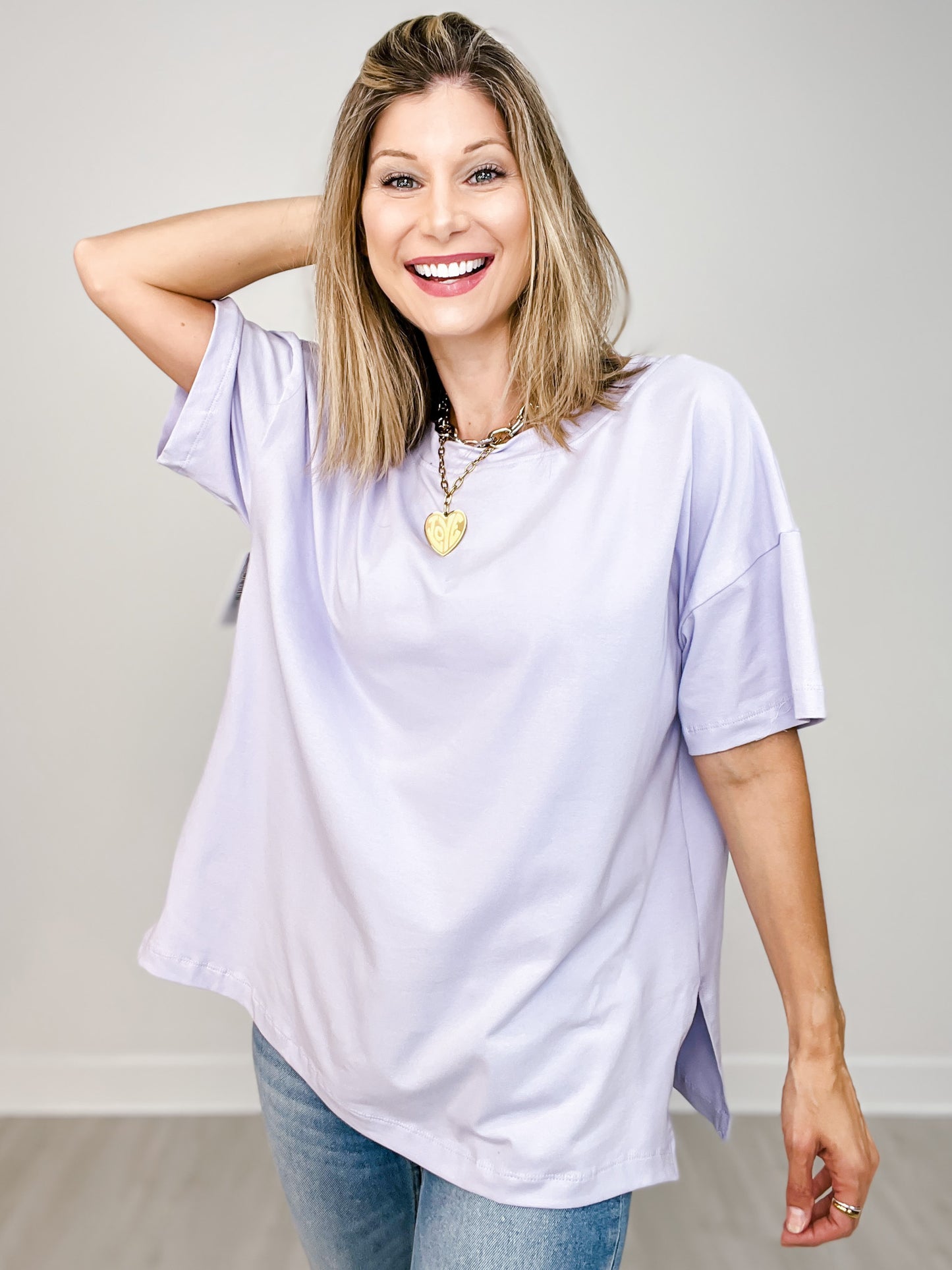 Oversized Short Sleeve Reversible V-Neck Top - GRP A