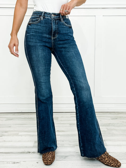 Judy Blue PHOENIX Hi-Rise Tummy Control Shield Back Pockets Flare Jeans