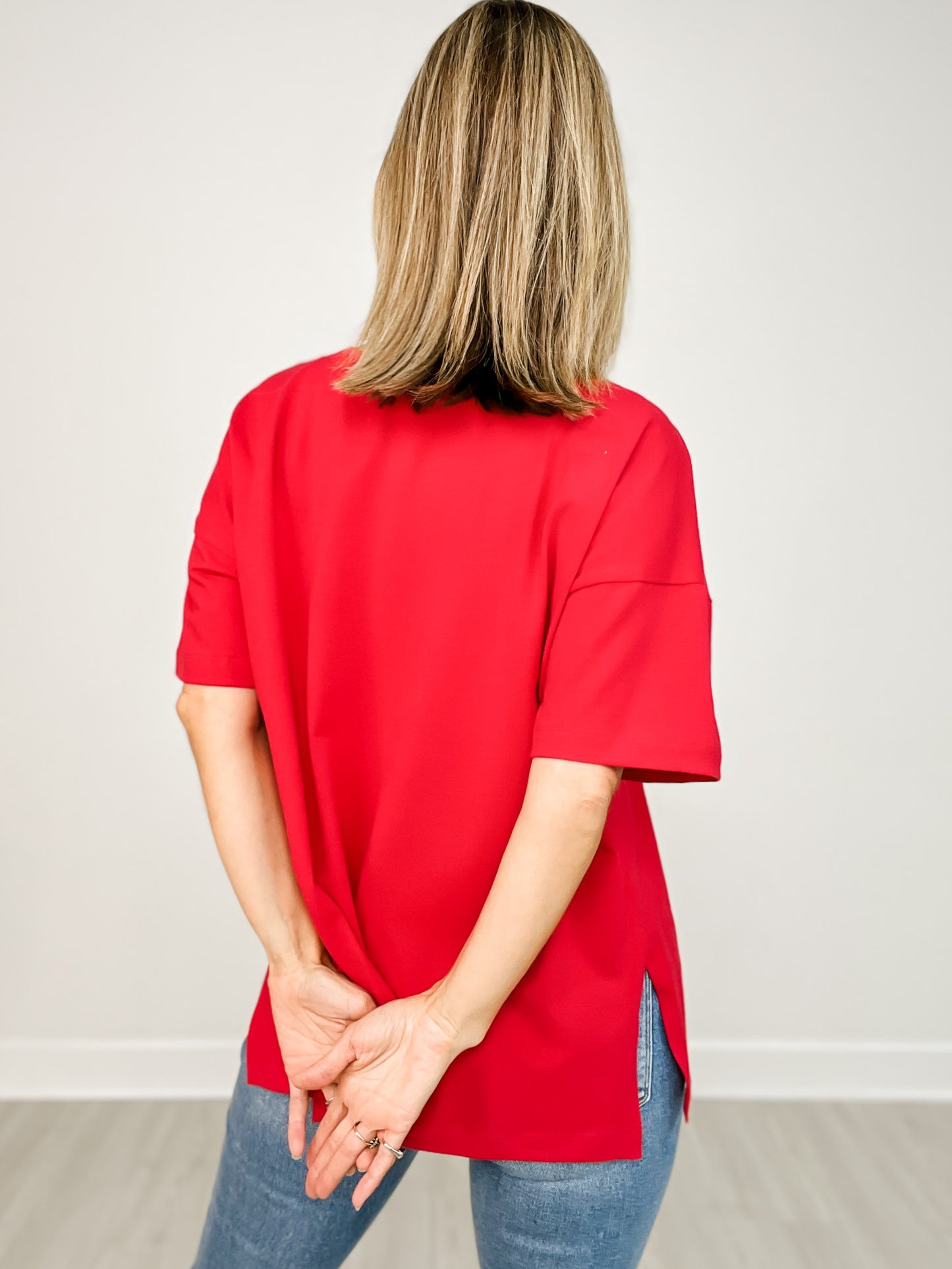 Oversized Short Sleeve Reversible V-Neck Top - GRP B