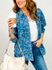 Metallic Chintz Ice Wash Denim Button Down Shacket
