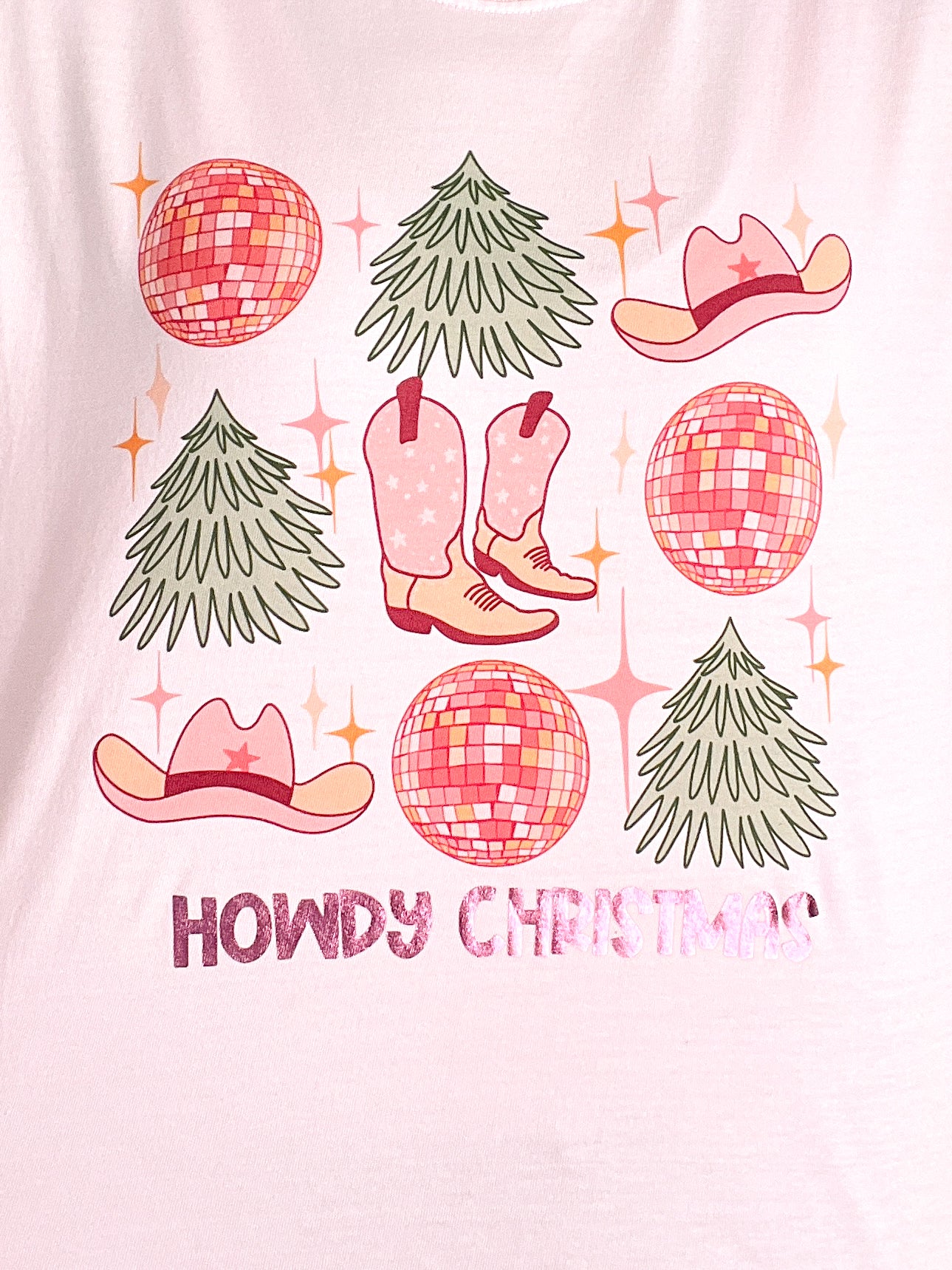 Howdy Christmas Pink Foil Graphic Tee