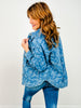 Metallic Chintz Ice Wash Denim Button Down Shacket
