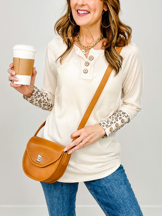 Predator Print Contrast Button Front Top