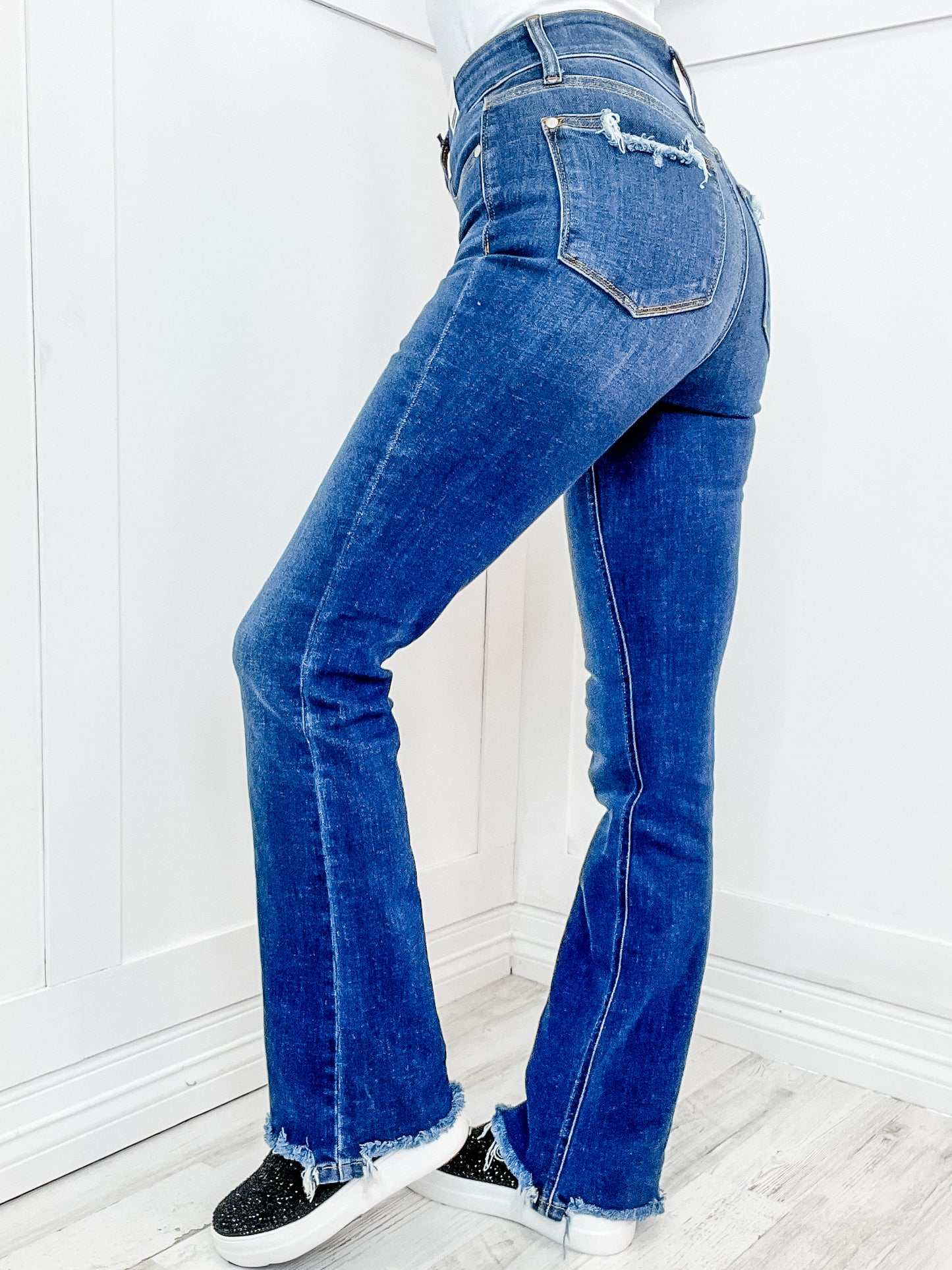 The Jordan High Waist Judy Blue Vintage Frayed Hem Bootcut Jean