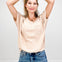 Short Sleeve V-Neck Waffle Ruffle Air Flow Top