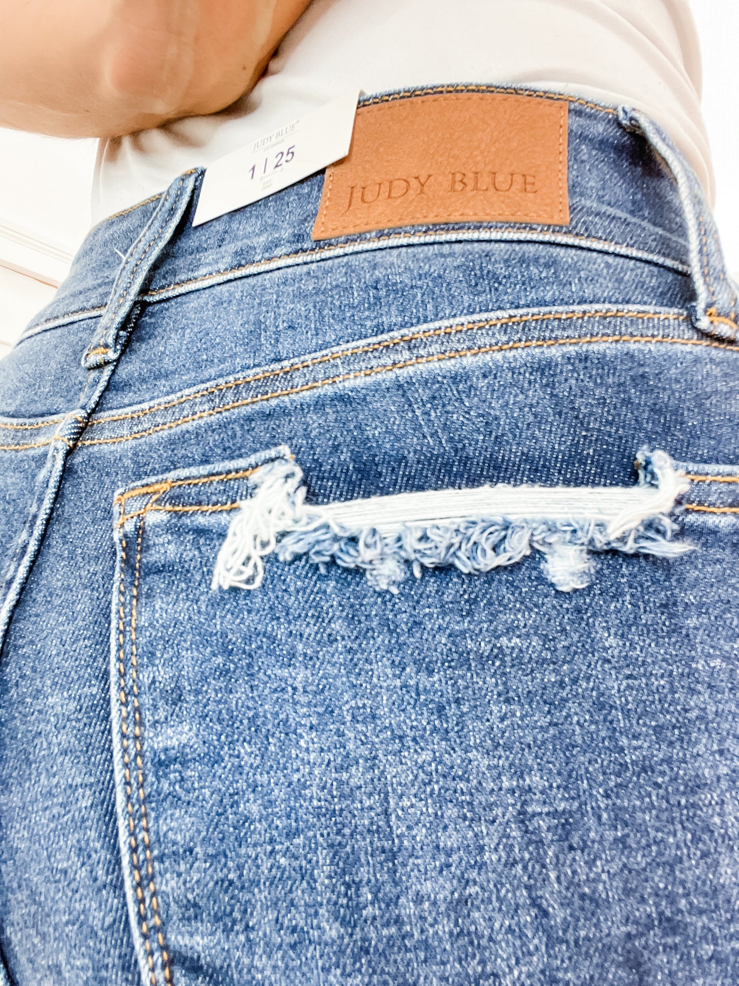 Judy Blue JORDAN Hi Rise Vintage Frayed Hem Bootcut Denim Jean