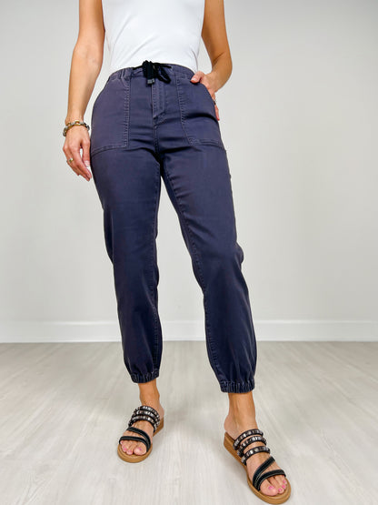 Mica Denim High Rise Jogger in Charcoal Grey