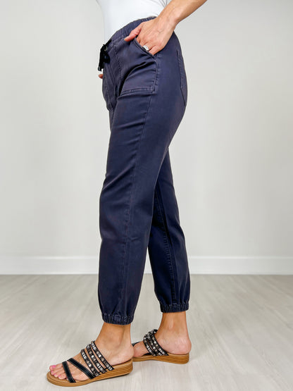 Mica Denim High Rise Jogger in Charcoal Grey