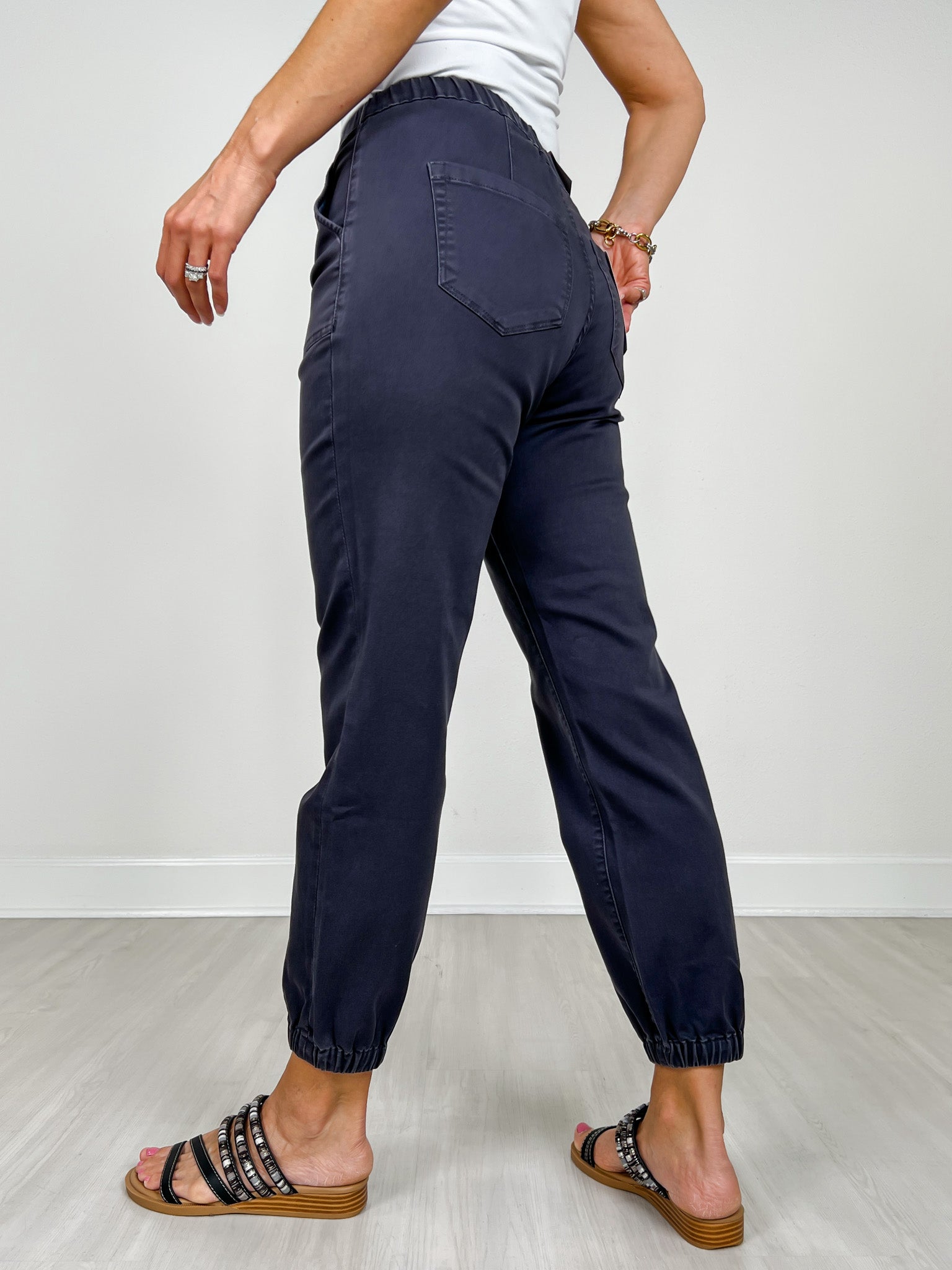 Mica Denim High Rise Jogger in Charcoal Grey