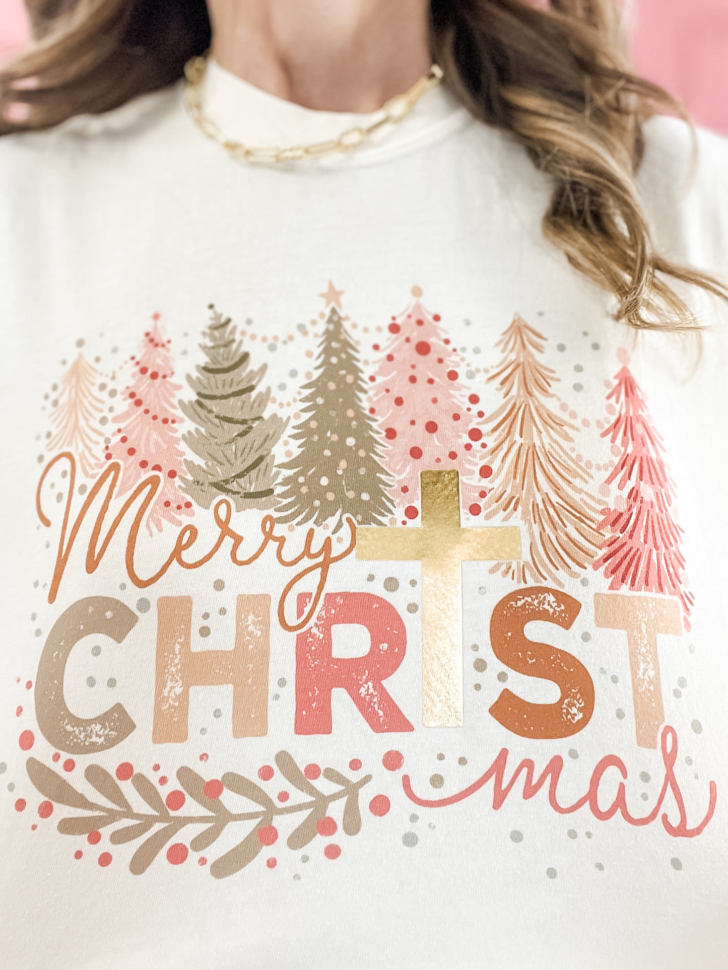 Merry CHRISTmas Gold Foil Graphic Tee