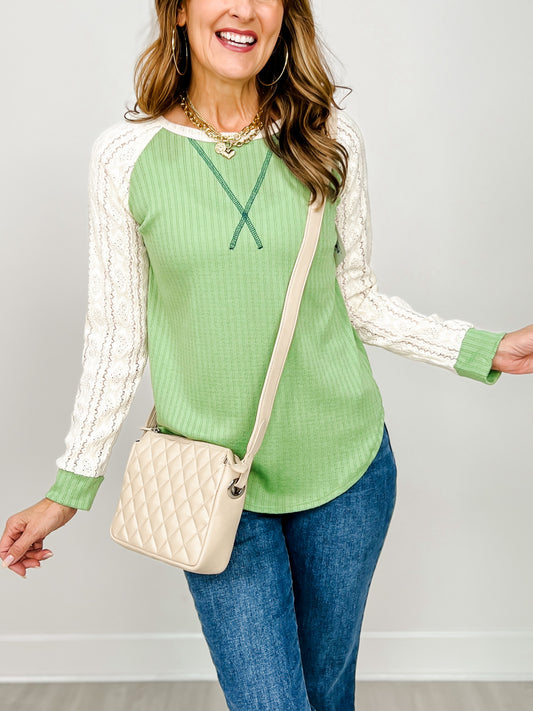 Long Sleeve Color Block Raglan Sleeve Top