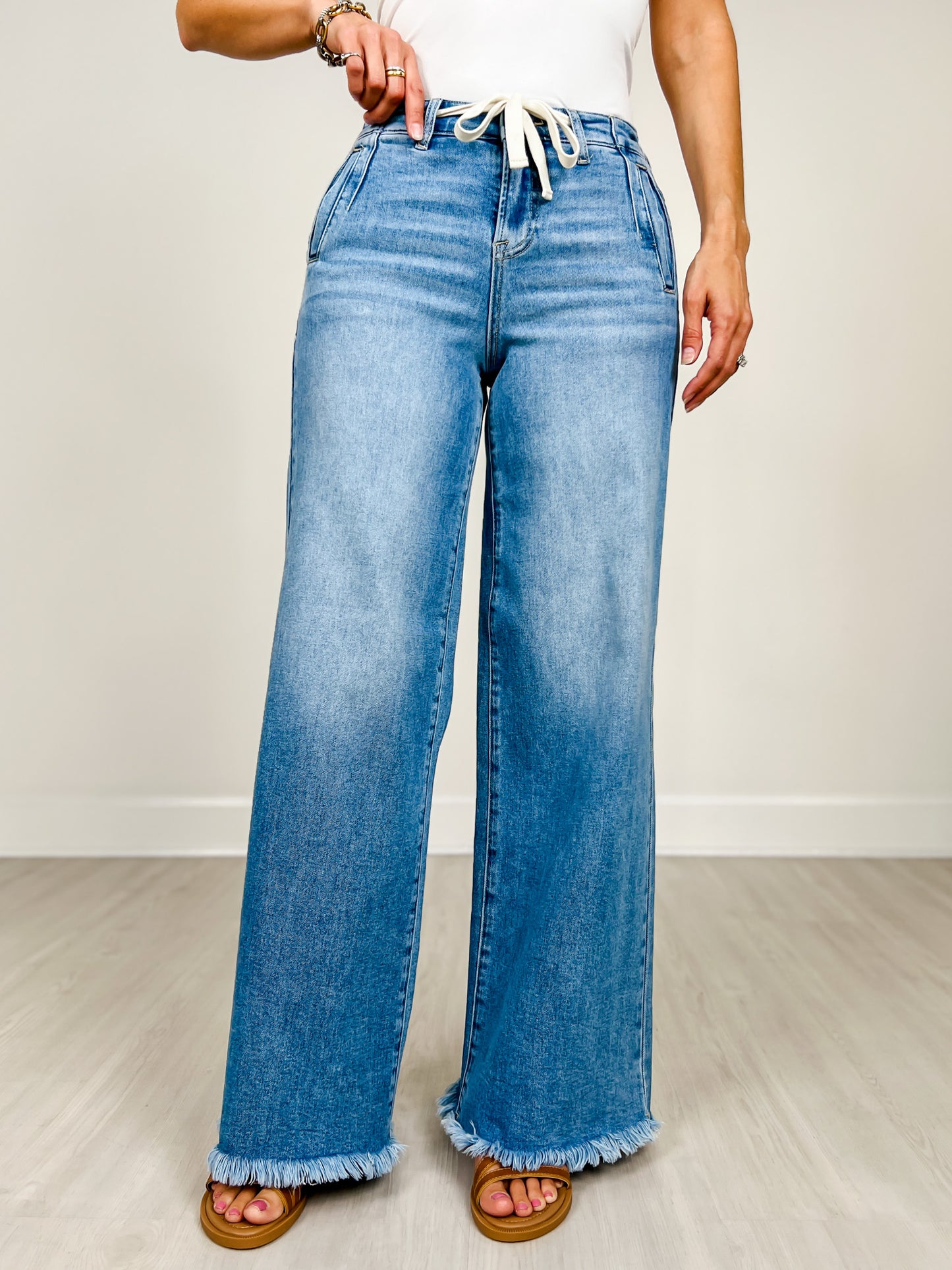 Risen Saylor Drawstring Wide Leg Jean