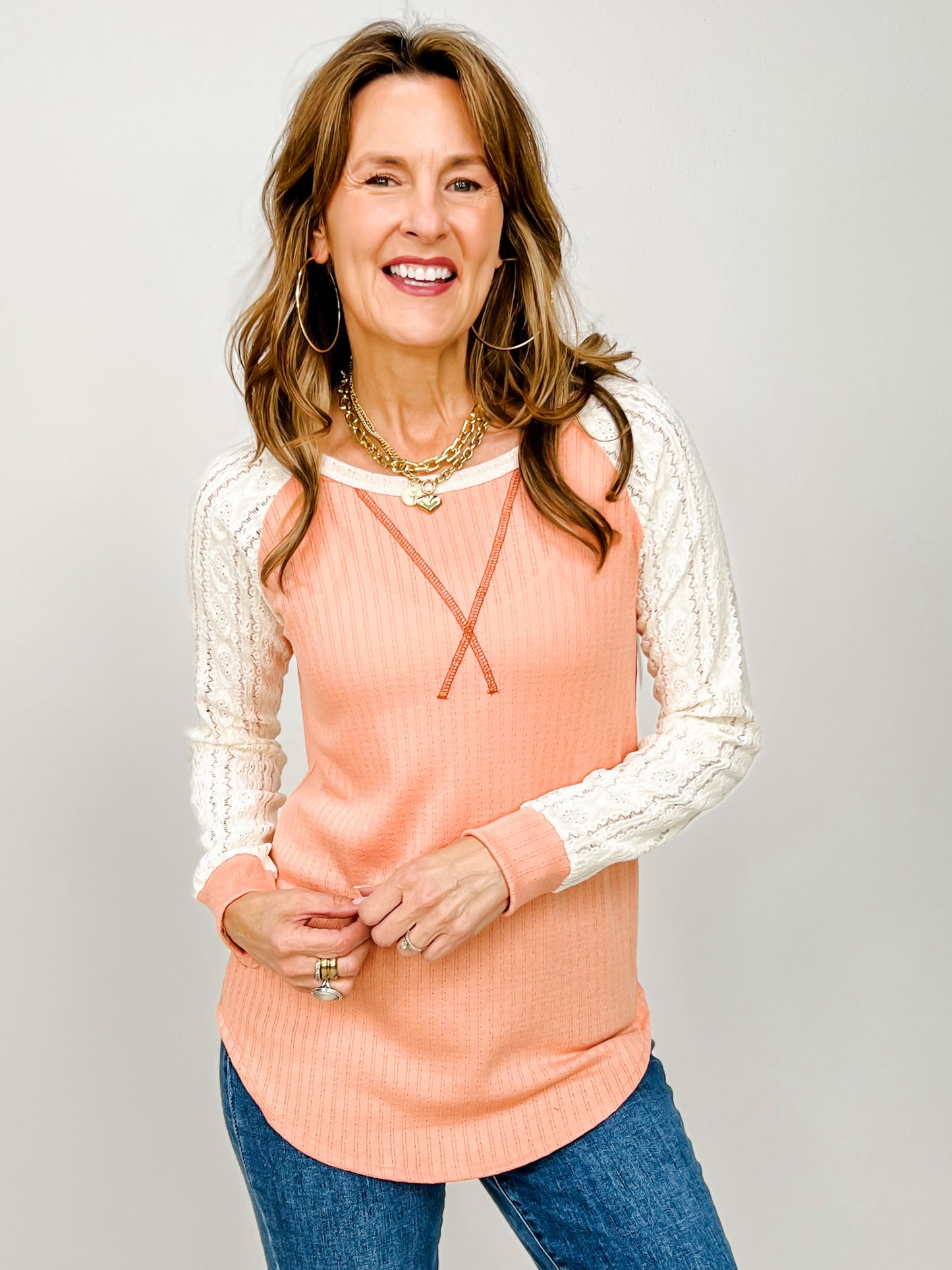 Long Sleeve Color Block Raglan Sleeve Top