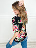 Floral Print Short Sleeve Relaxed V-Neck Top