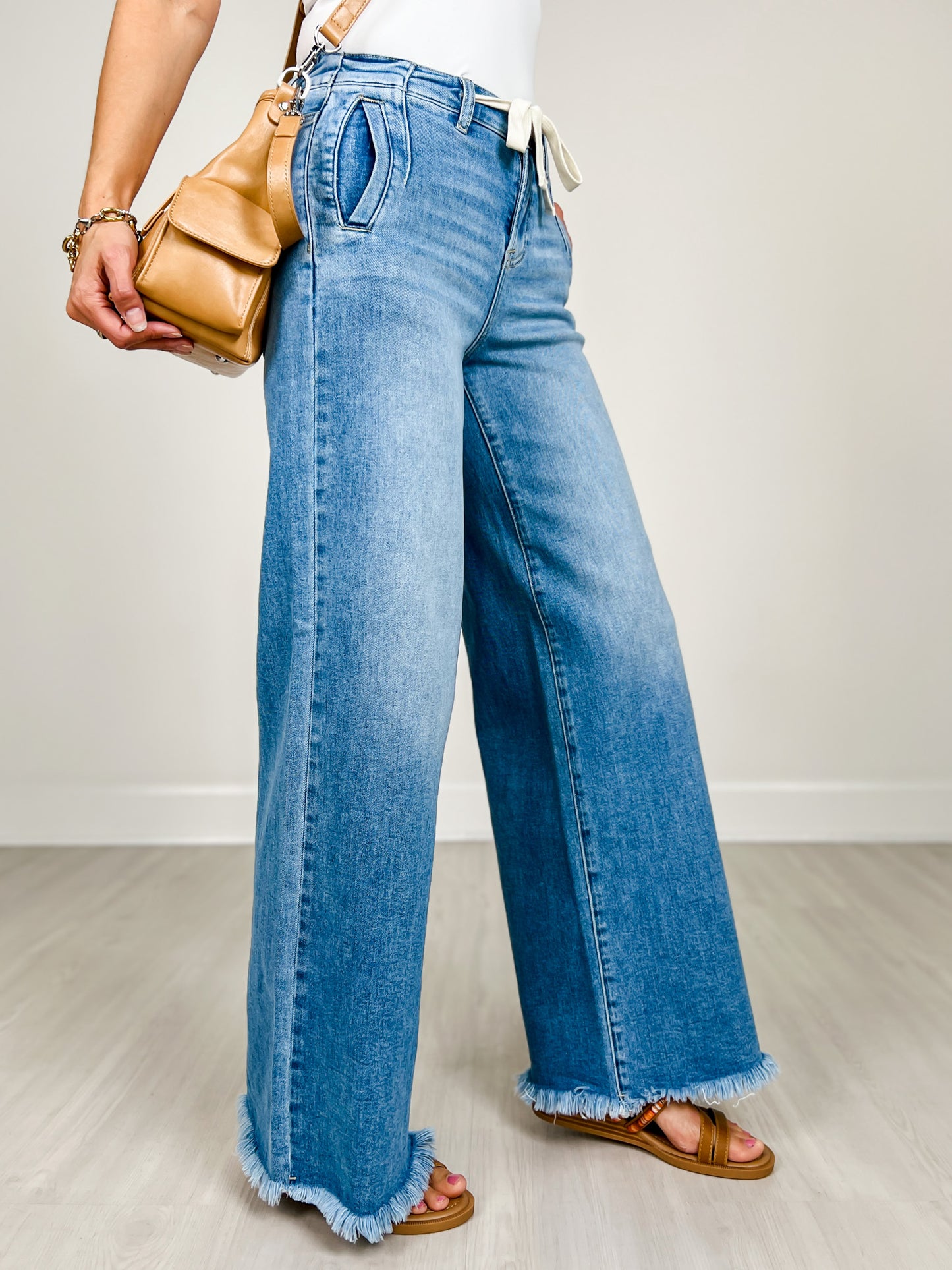 Risen Saylor Drawstring Wide Leg Jean