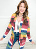 Long Sleeve Open Front Striped Knit Cardigan