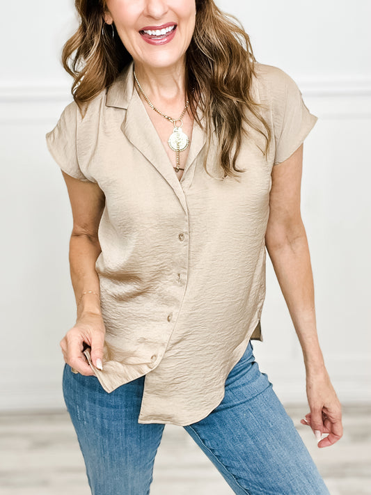 SLEEVELESS DROP SHOULDER BUTTON DOWN TOP