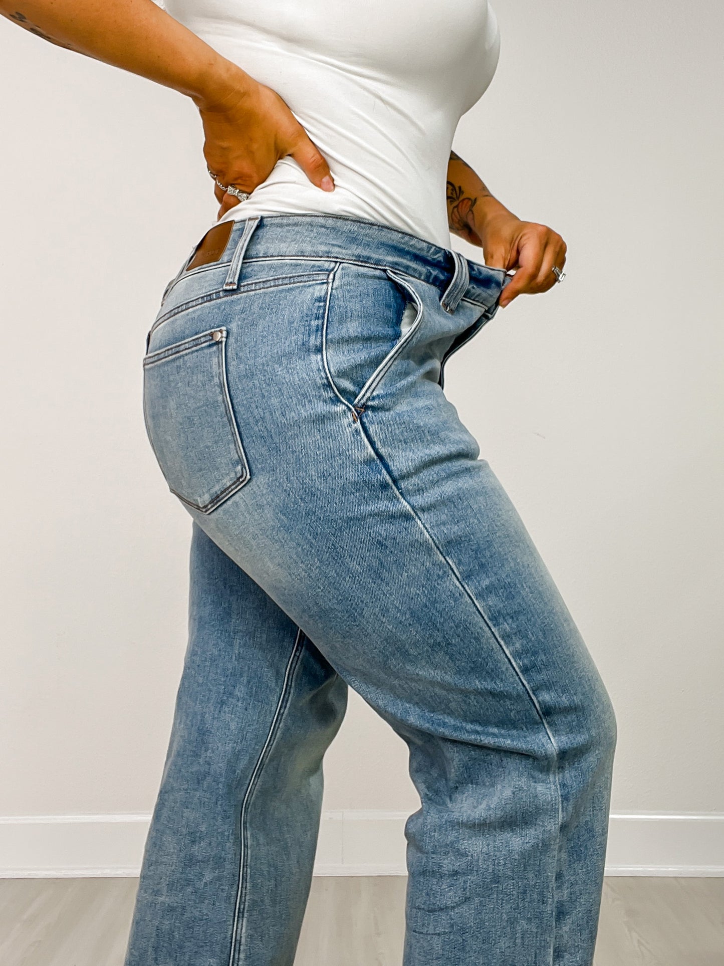 Judy Blue DOUBLE TAKE Double Button Waistband Wide Leg Jeans