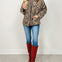 Relaxed Fit Leopard Print Zipper Front Jacket