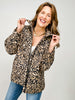 Relaxed Fit Leopard Print Zipper Front Jacket