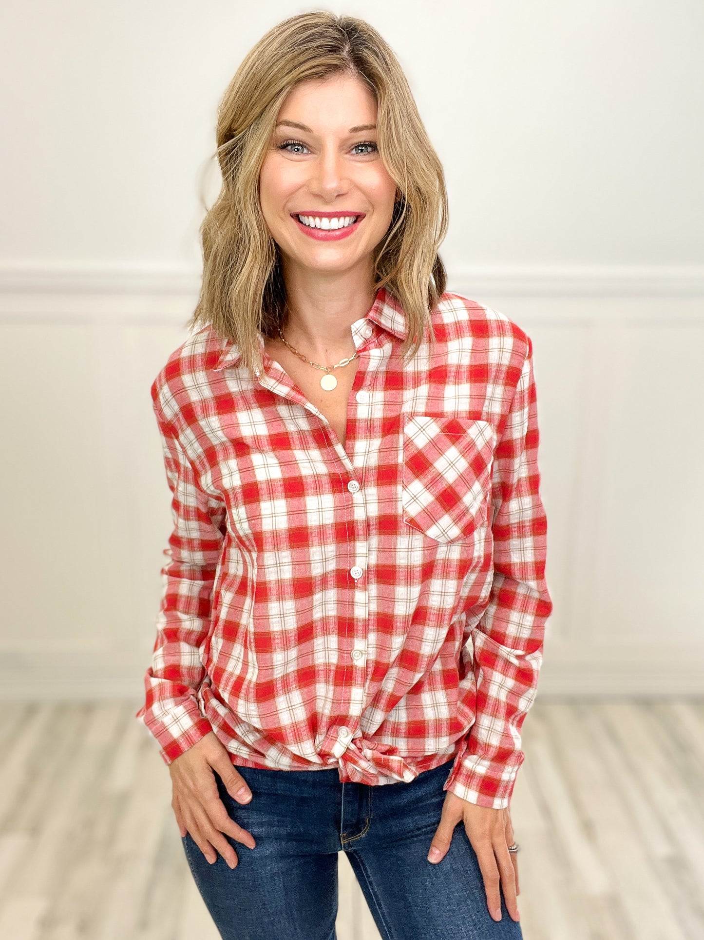 Plaid Long Sleeve Top