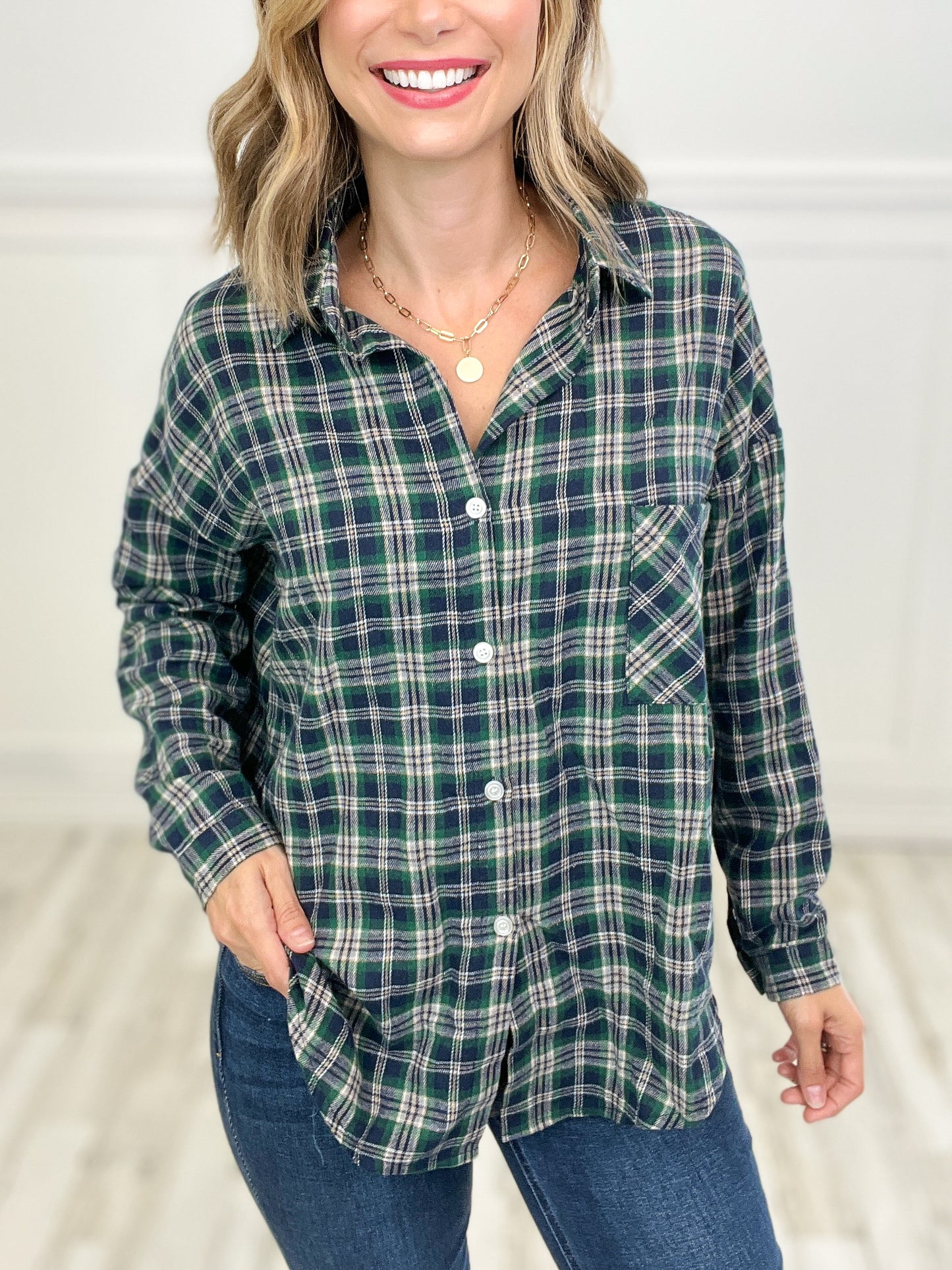 Long Sleeve Plaid Tunic Top