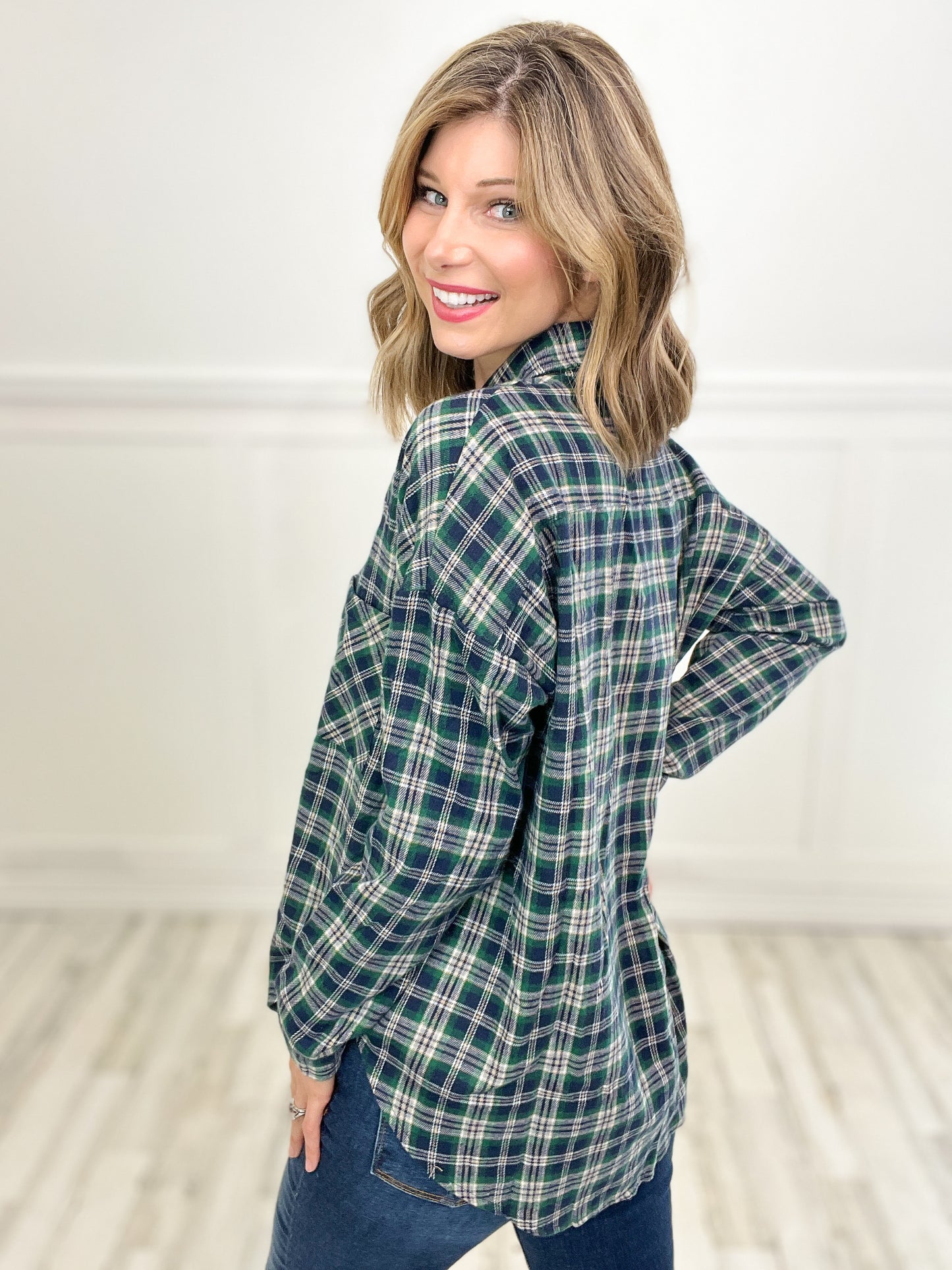 Long Sleeve Plaid Tunic Top