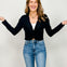 Slubby Front Twist Long Sleeve Top