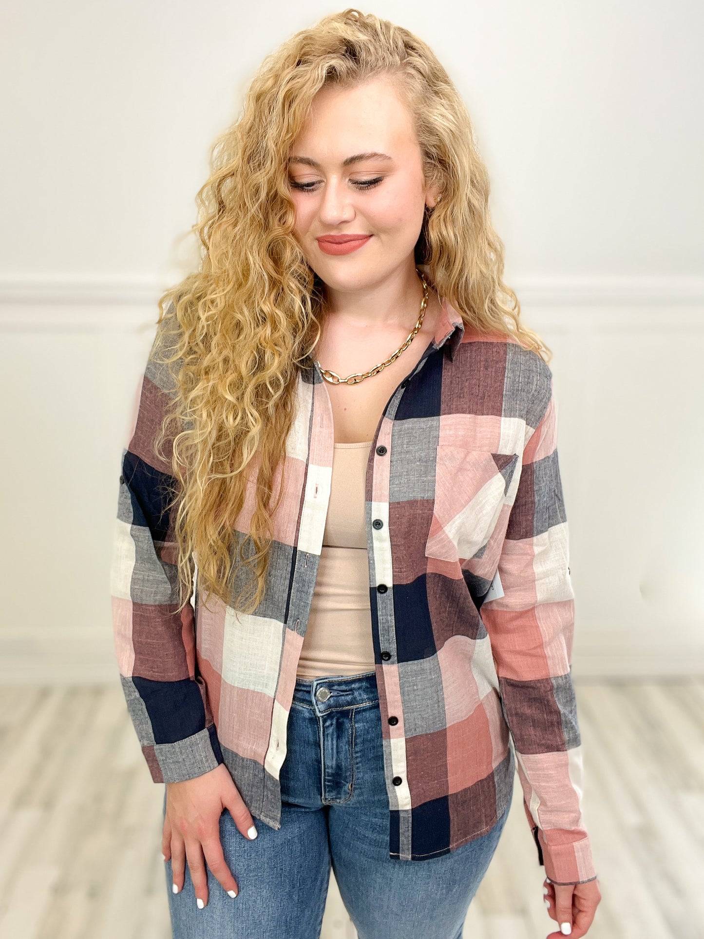 Gnarly Button Down Plaid Top