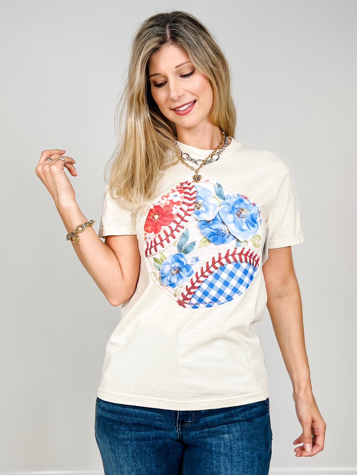 Patchwork Baseball Graphic Tee