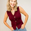 SLEEVELESS GOLD BUTTON KNIT SWEATER VEST