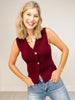 SLEEVELESS GOLD BUTTON KNIT SWEATER VEST