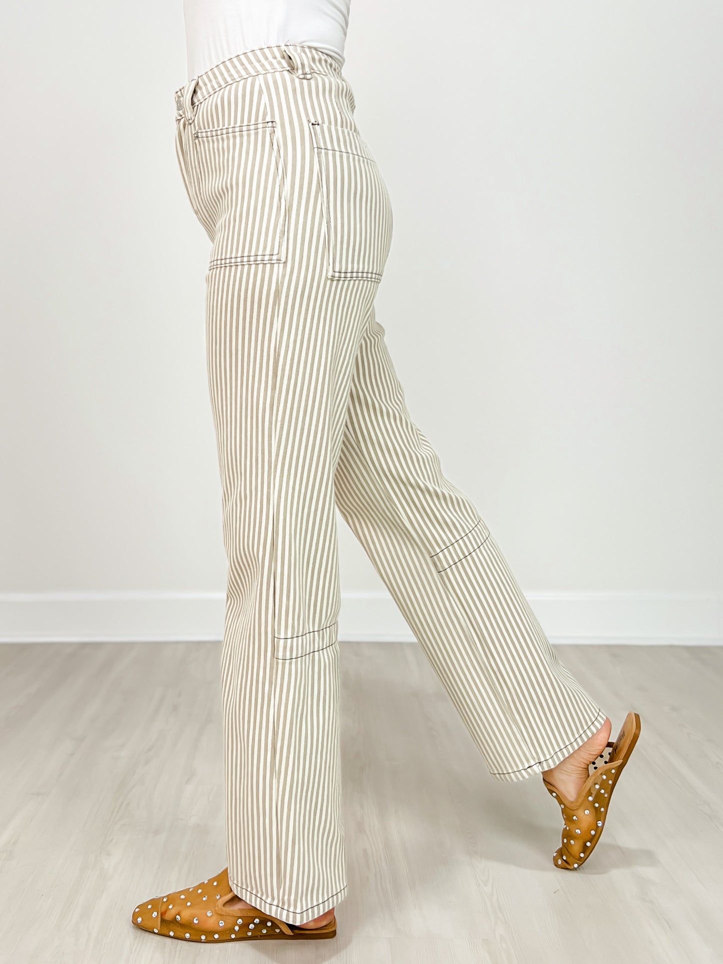 MICA Super High Loose Fit Straight Striped Jeans