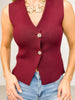 SLEEVELESS GOLD BUTTON KNIT SWEATER VEST