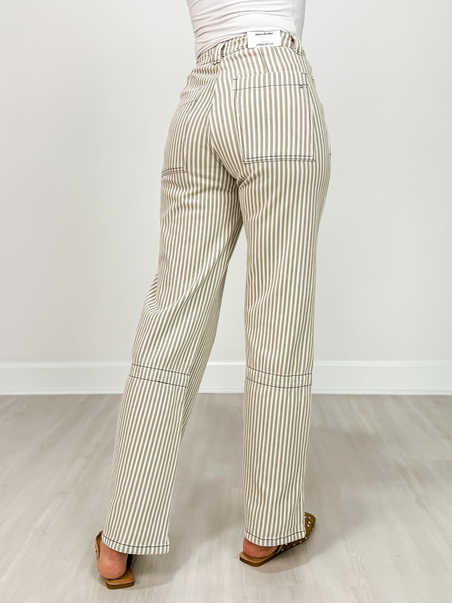 MICA Super High Loose Fit Straight Striped Jeans