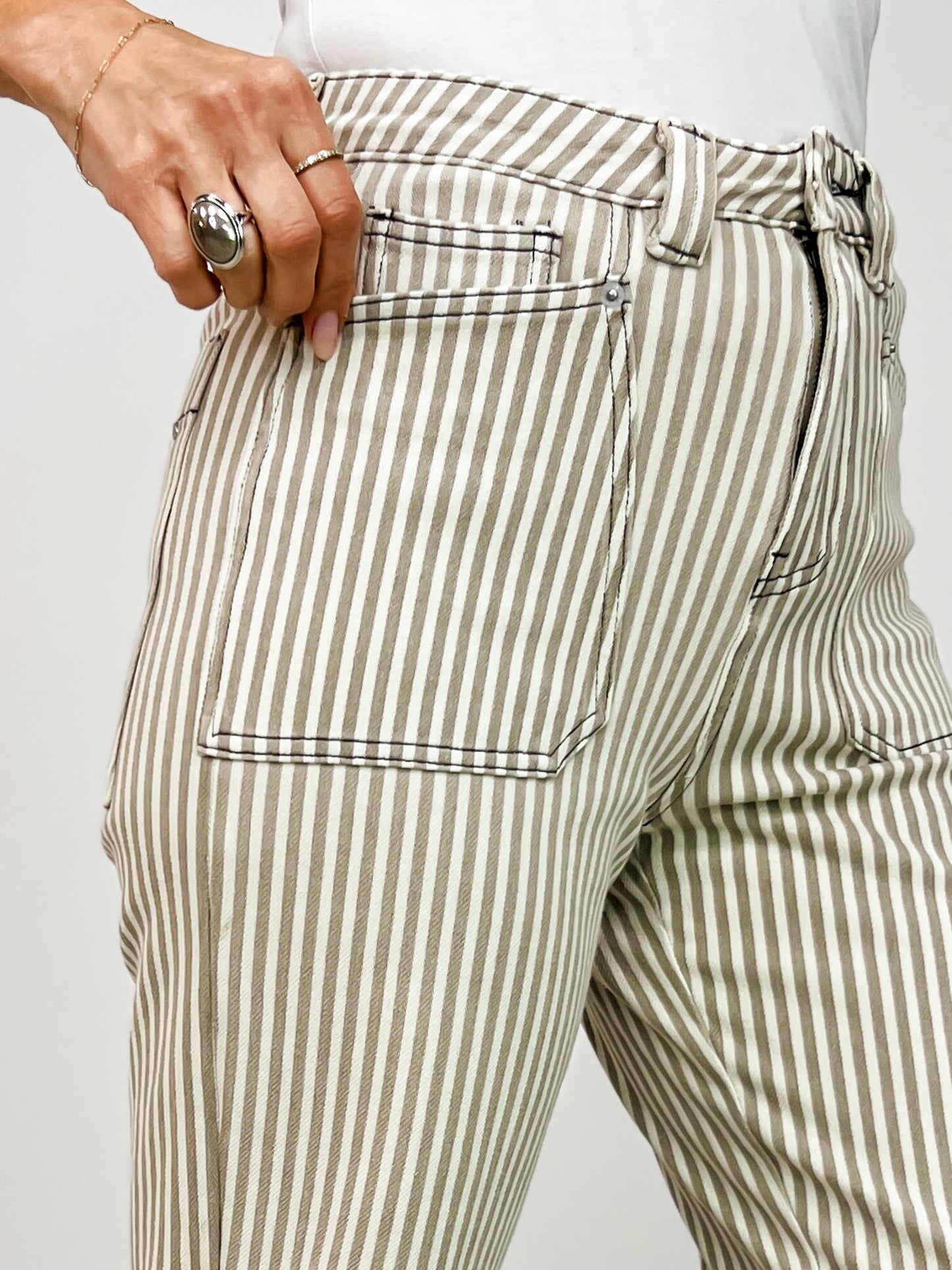 MICA Super High Loose Fit Straight Striped Jeans