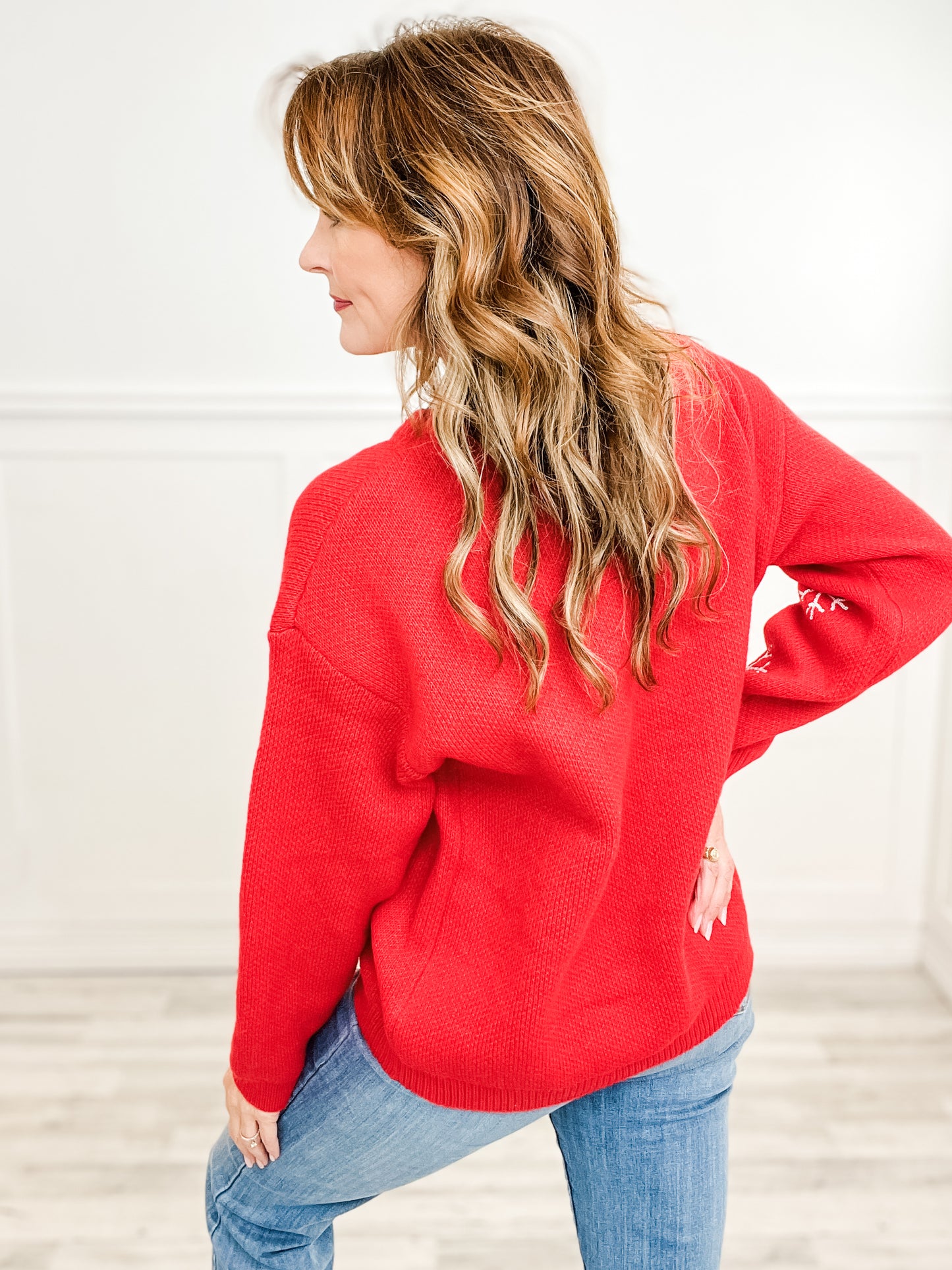 SEQUIN CHRISTMAS GINGERBREAD SNOWFLAKES SWEATER