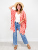 Embroidery Gauze Mineral Washed Open Front Duster Top