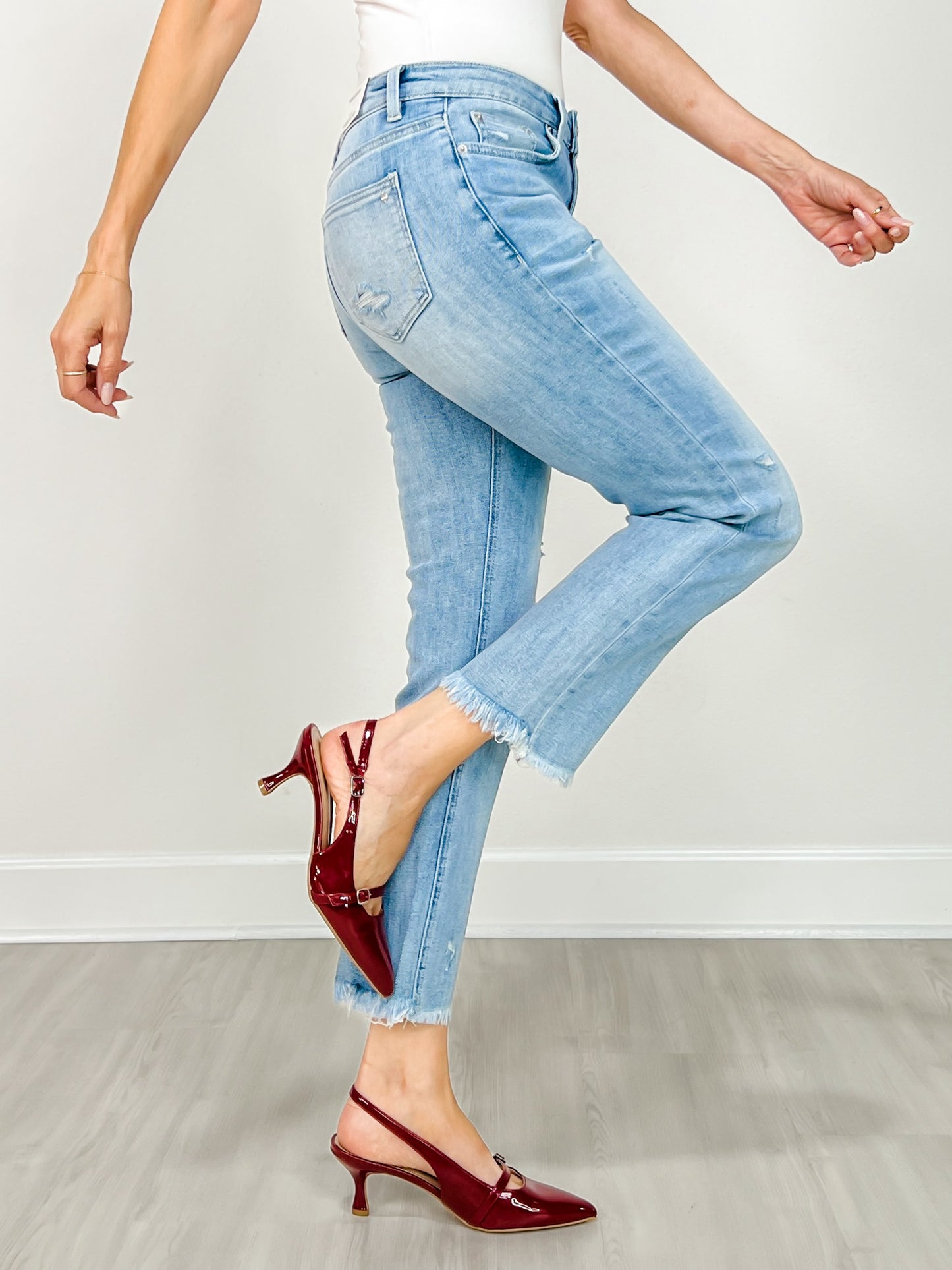 MICA Denim Mid Rise Cigarette Crop Jeans