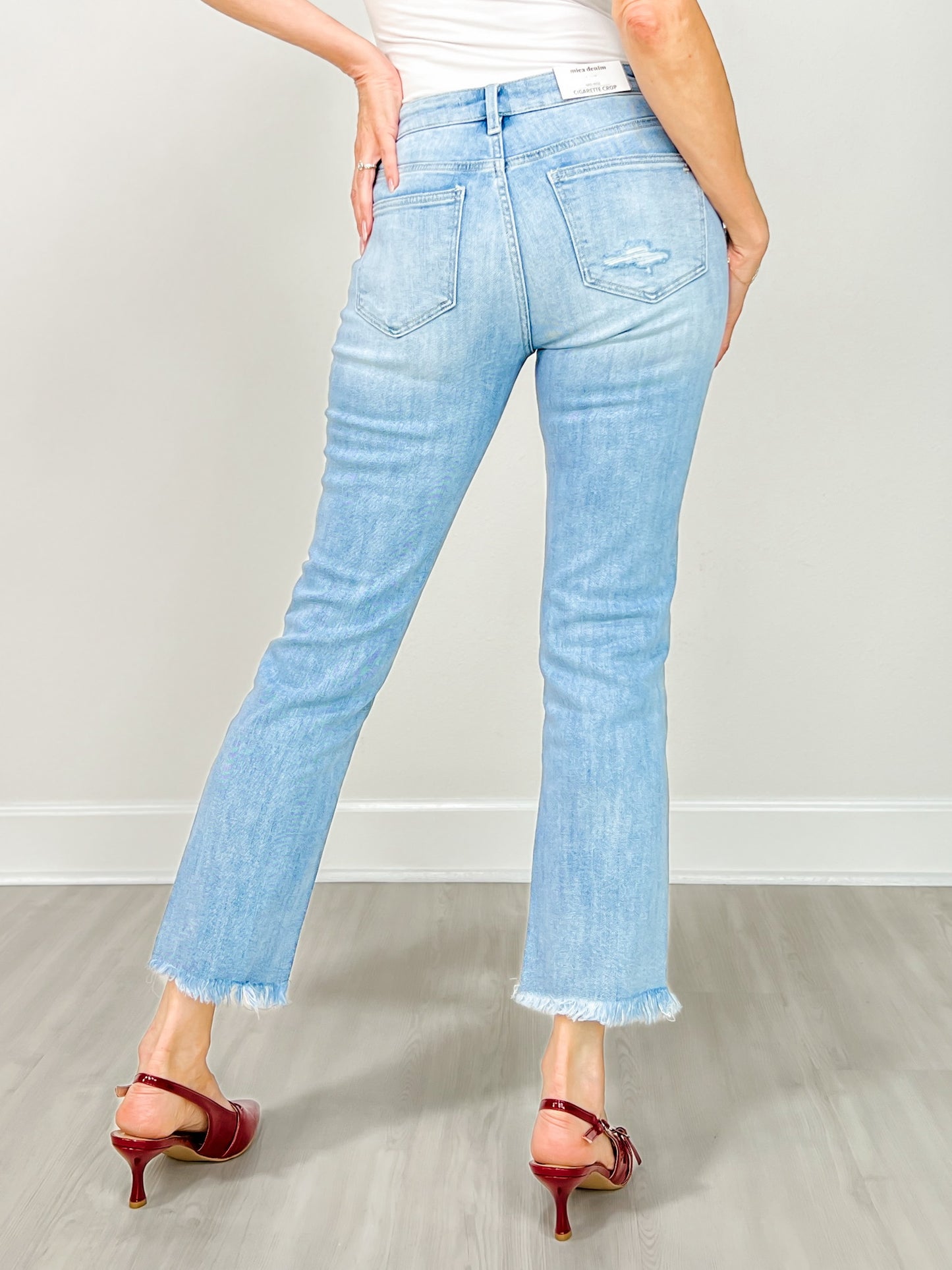 MICA Denim Mid Rise Cigarette Crop Jeans