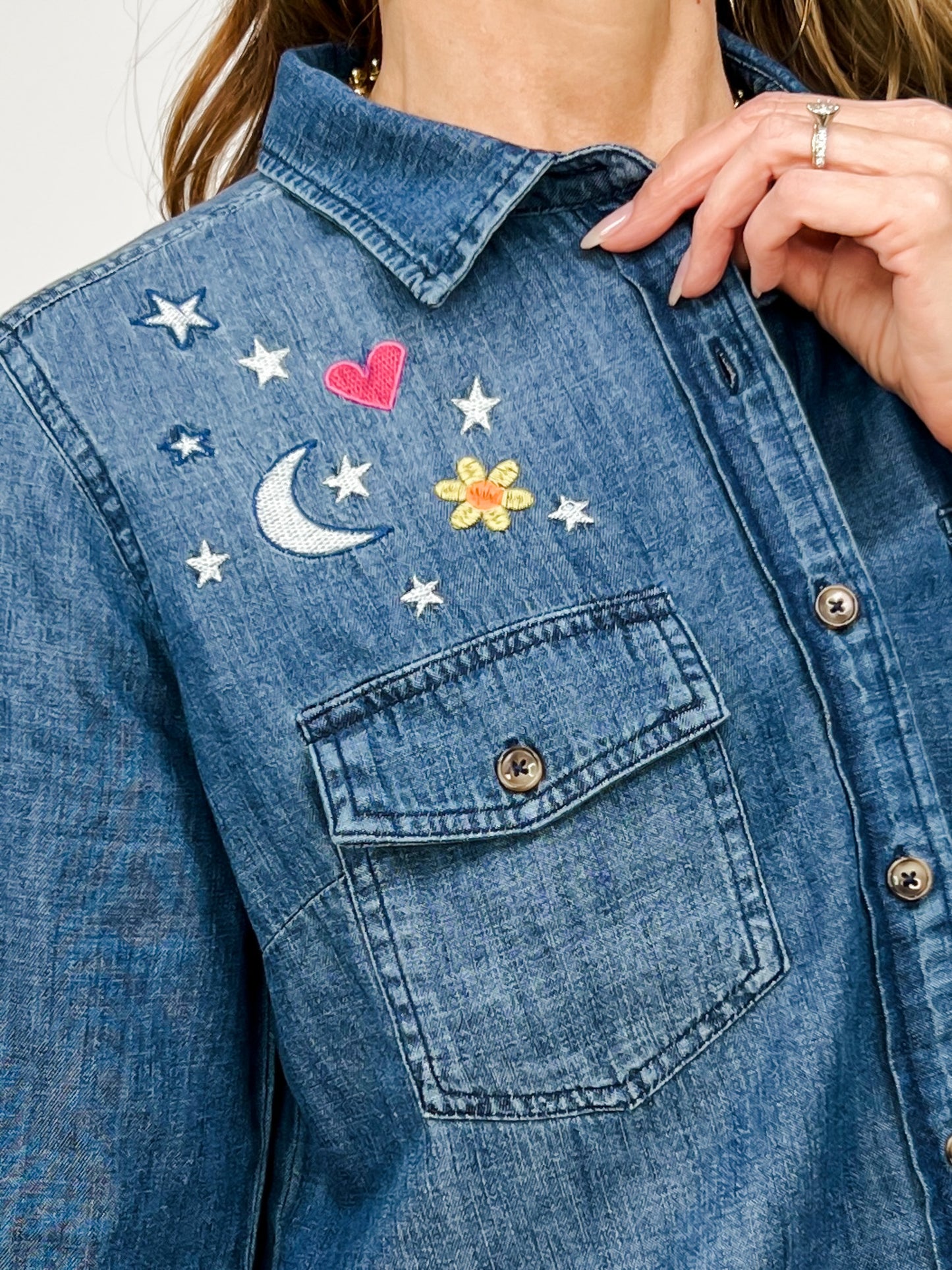 Billy T To The Moon and Back Button Down Top
