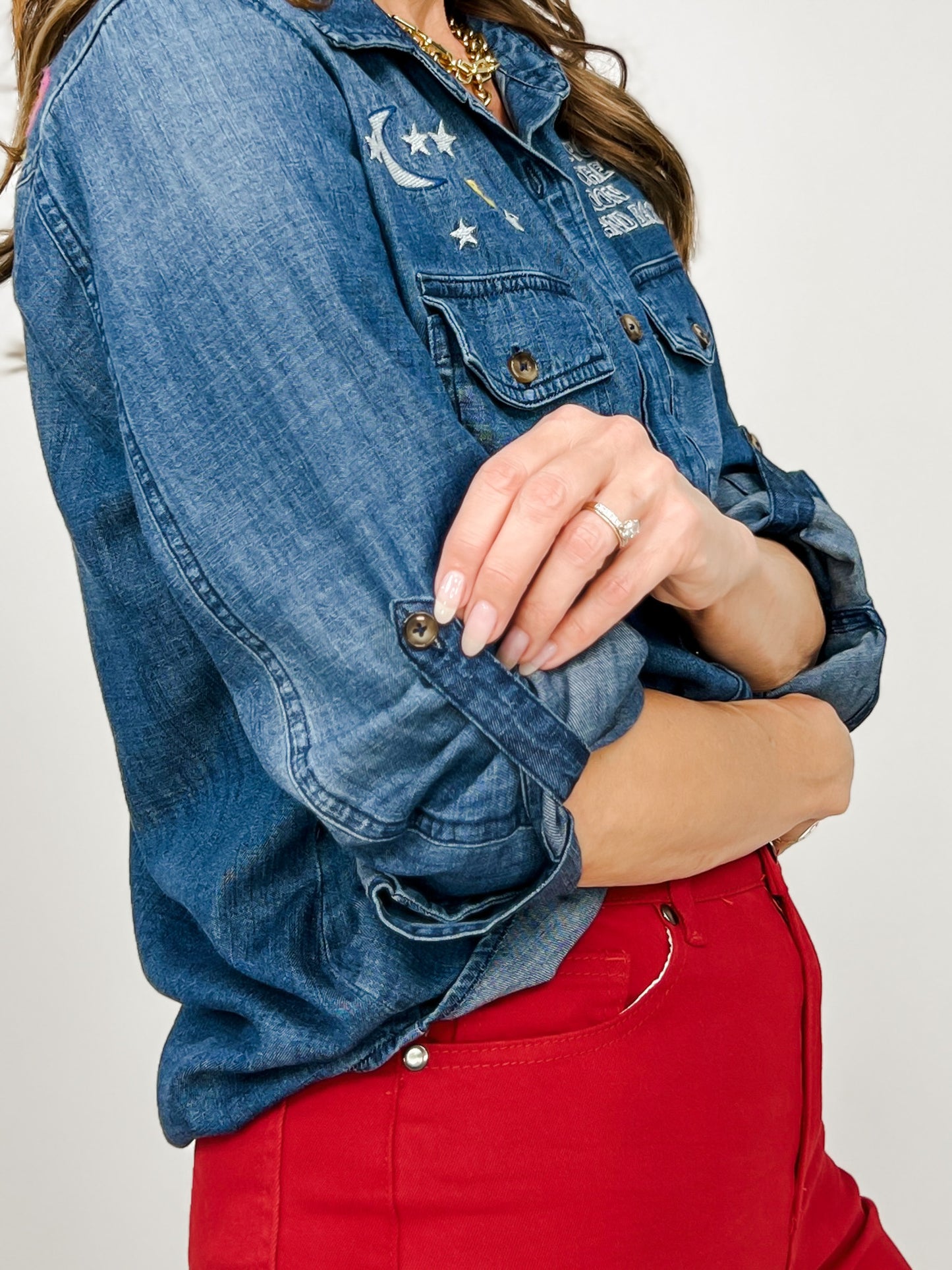 Billy T To The Moon and Back Button Down Top